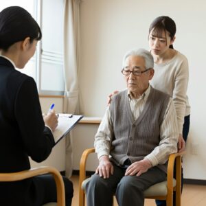 介護保険の認定調査に立ち会う娘と本人