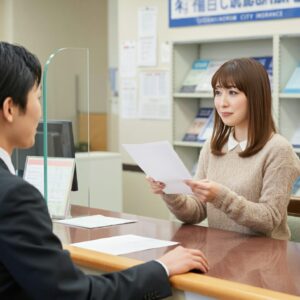 介護保険の申請書を提出する女性