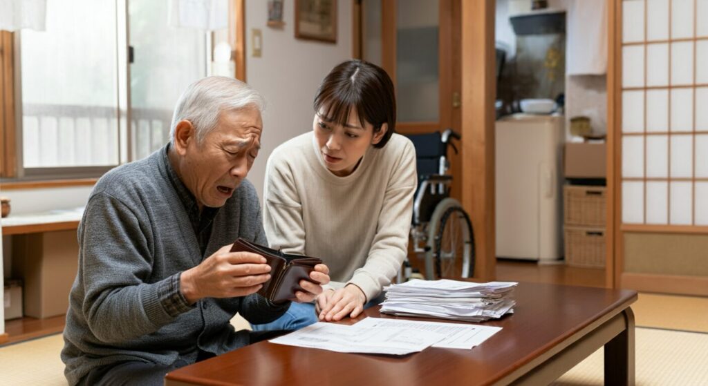 介護の出費がかさみ、費用負担で困っている高齢者