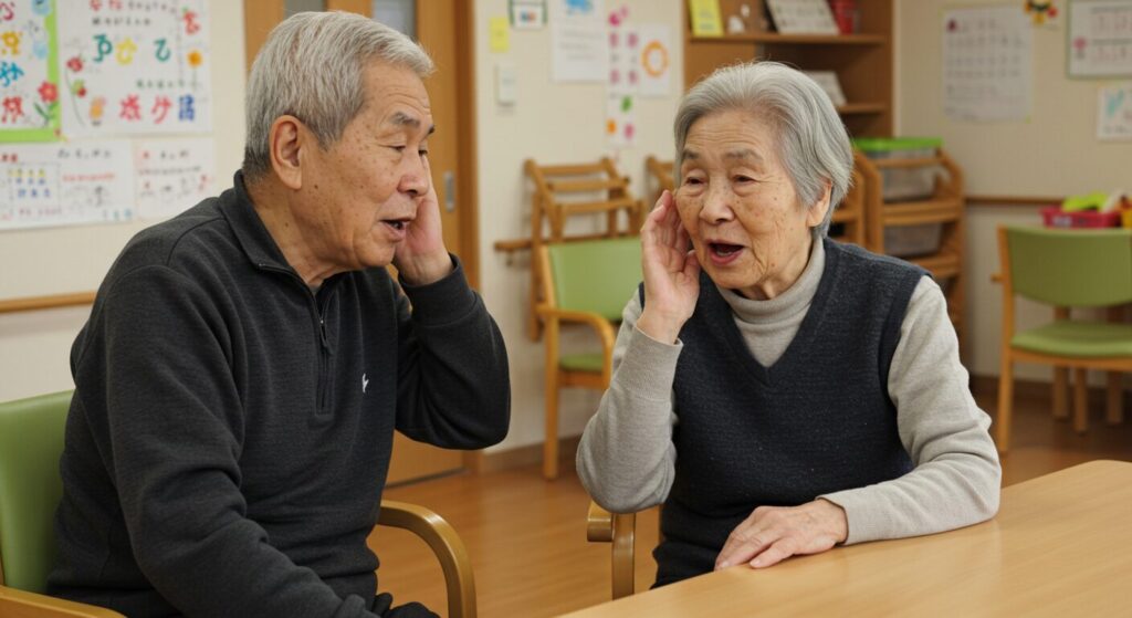 お互いに聞こえないで何度も聞き返す高齢者